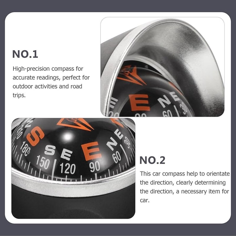 HYTROVE بوصلة سوداء لتثبيت لوحة القيادة في السيارة للطرق الوعرة والدفع الرباعي والعربات المنزلية والملاحة البحرية - Image 3